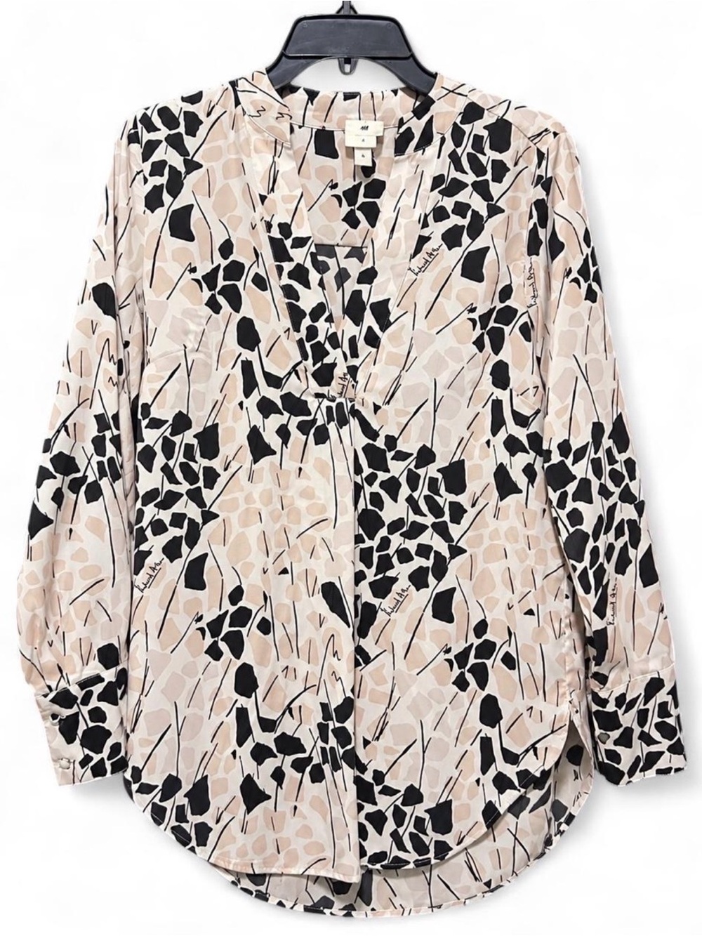 Richard Allan x H&M Abstract Print Long Sleeve Blouse Size 2